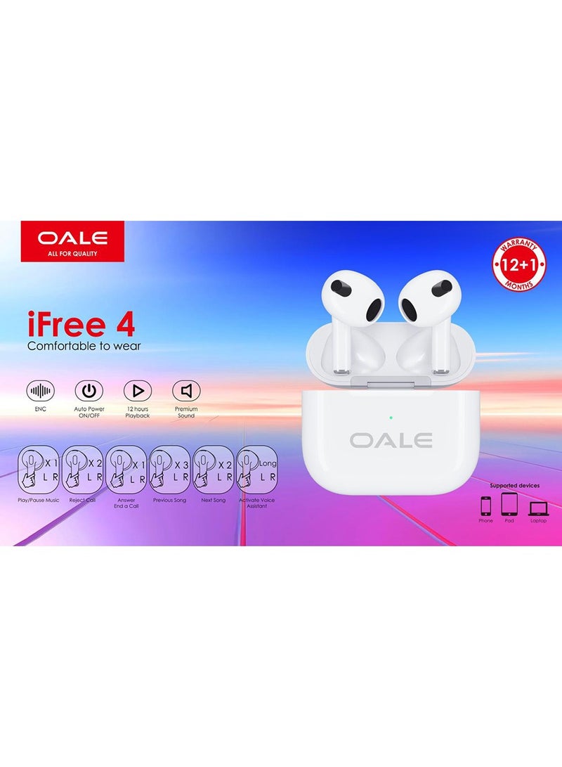 OALE iFree 4 Wireless Bluetooth Earphones, Comfortable to Wear with High Quality Sound TWS  - Image 2