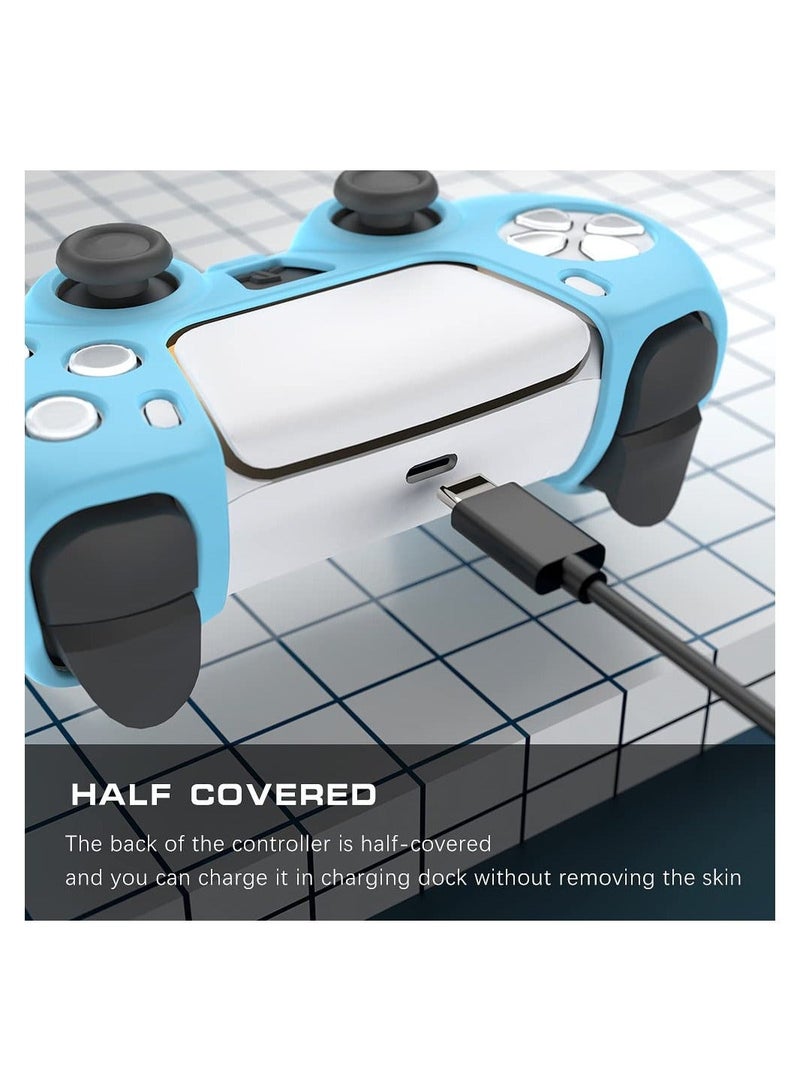 general PS5 Controller Skins Silicone Protective Cover, Case with 2 Thumb Grip Caps for Playstation 5 DualSense Wireless Controller, Blue - Image 5