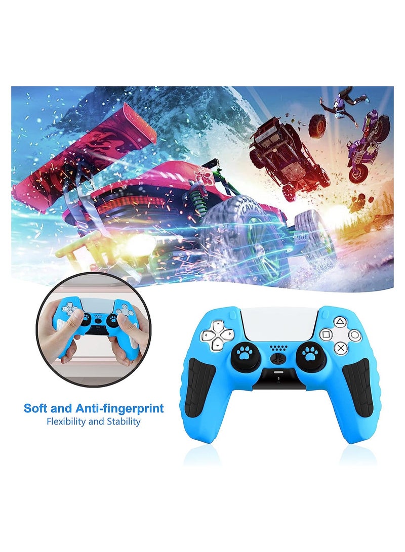 general PS5 Controller Skins Silicone Protective Cover, Case with 2 Thumb Grip Caps for Playstation 5 DualSense Wireless Controller, Blue - Image 2