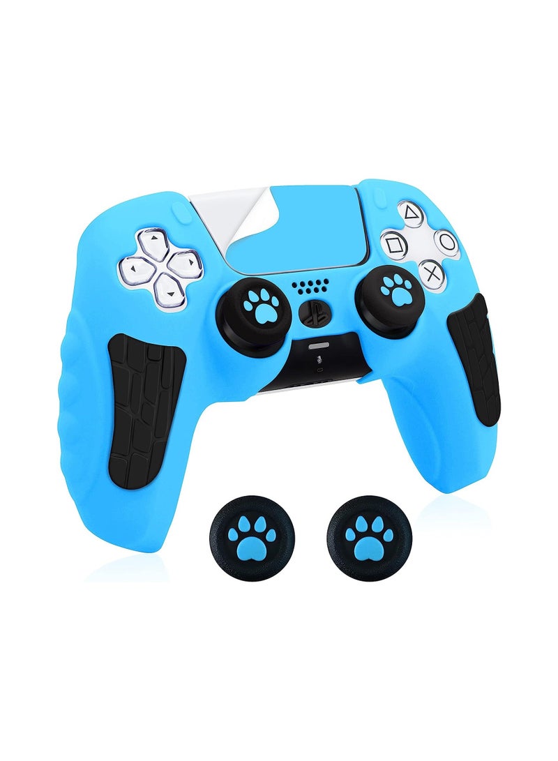 general PS5 Controller Skins Silicone Protective Cover, Case with 2 Thumb Grip Caps for Playstation 5 DualSense Wireless Controller, Blue - Image 1