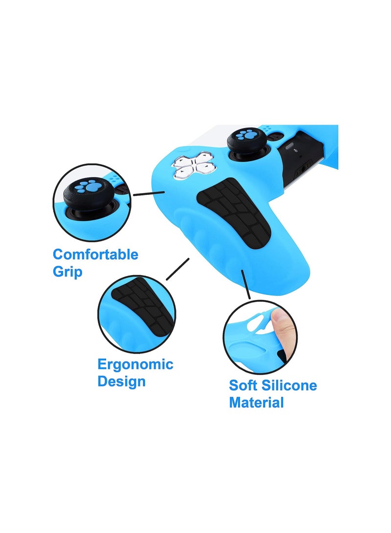 general PS5 Controller Skins Silicone Protective Cover, Case with 2 Thumb Grip Caps for Playstation 5 DualSense Wireless Controller, Blue - Image 3