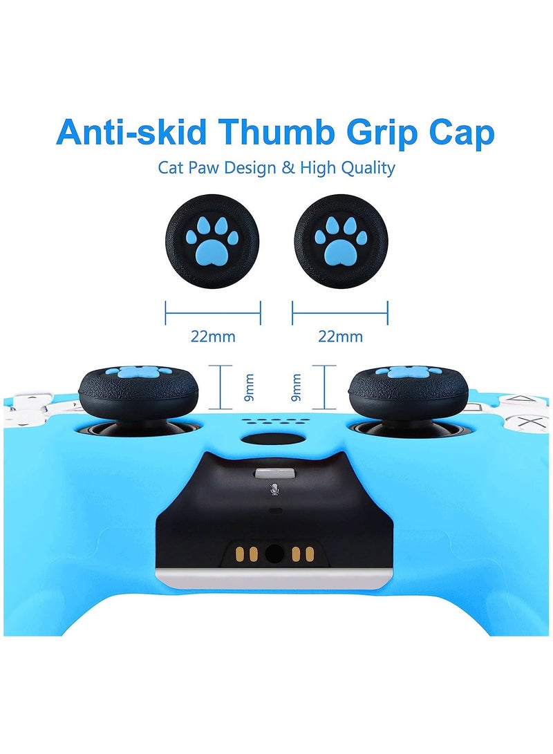 general PS5 Controller Skins Silicone Protective Cover, Case with 2 Thumb Grip Caps for Playstation 5 DualSense Wireless Controller, Blue - Image 4