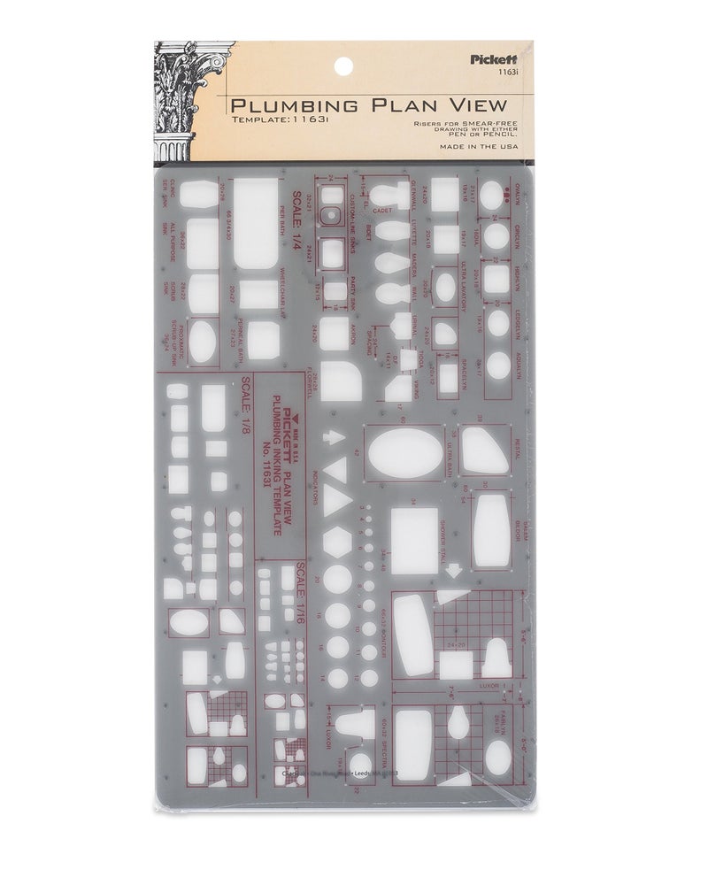 Pickett Plumbing Plan View Template, Three Scales: 1/16, 1/8 and 1/4 Inch (1163I) - Image 3