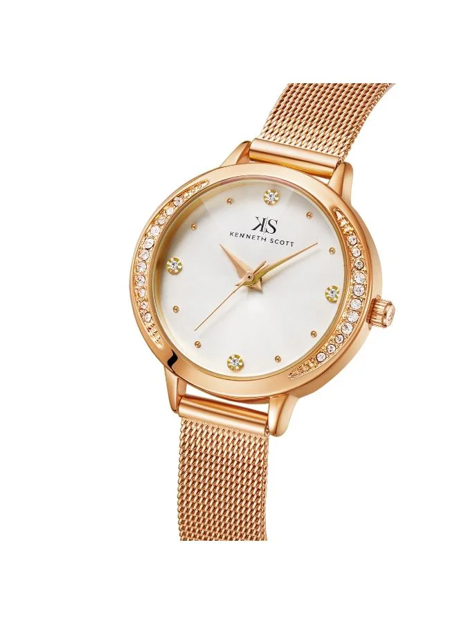 KENNETH SCOTT Kenneth Scott K22523-RMKW Women's Analog Display Watch & Stainless Steel Strap Rose Gold