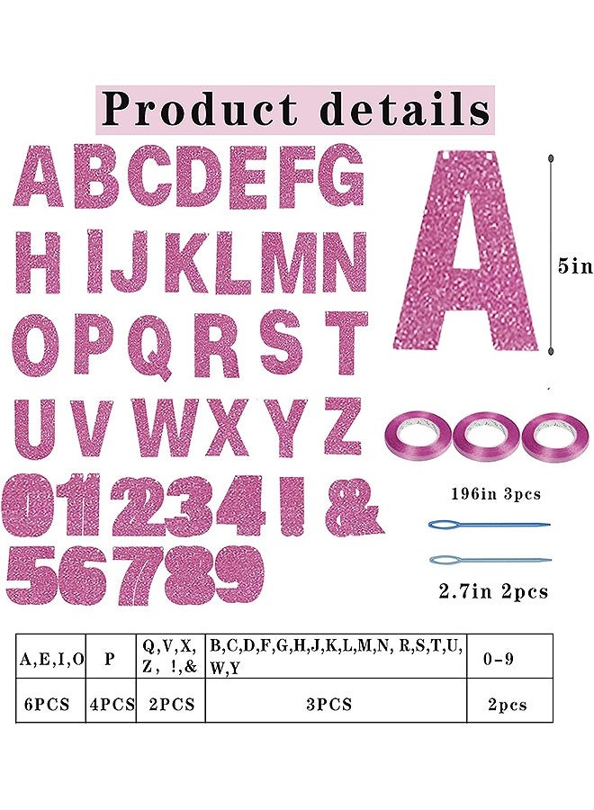 إم إكس إن مجموعة لوازم حفلات أعياد الميلاد، 116 قطعة من اللافتات اللامعة القابلة للتخصيص من أجل ديكور شخصي لعيد ميلاد المرأة، لافتة مخصصة تتضمن 111 حرفًا ورقمًا و3 حبال و2 جهاز خيط (وردي) - Image 2