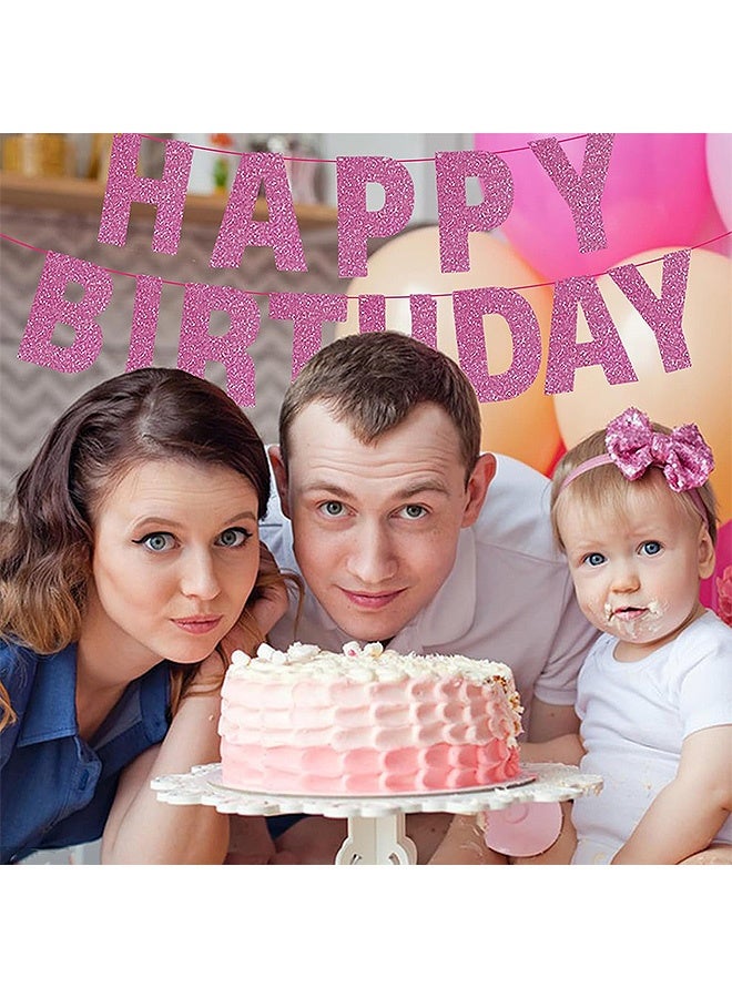 إم إكس إن مجموعة لوازم حفلات أعياد الميلاد، 116 قطعة من اللافتات اللامعة القابلة للتخصيص من أجل ديكور شخصي لعيد ميلاد المرأة، لافتة مخصصة تتضمن 111 حرفًا ورقمًا و3 حبال و2 جهاز خيط (وردي) - Image 5