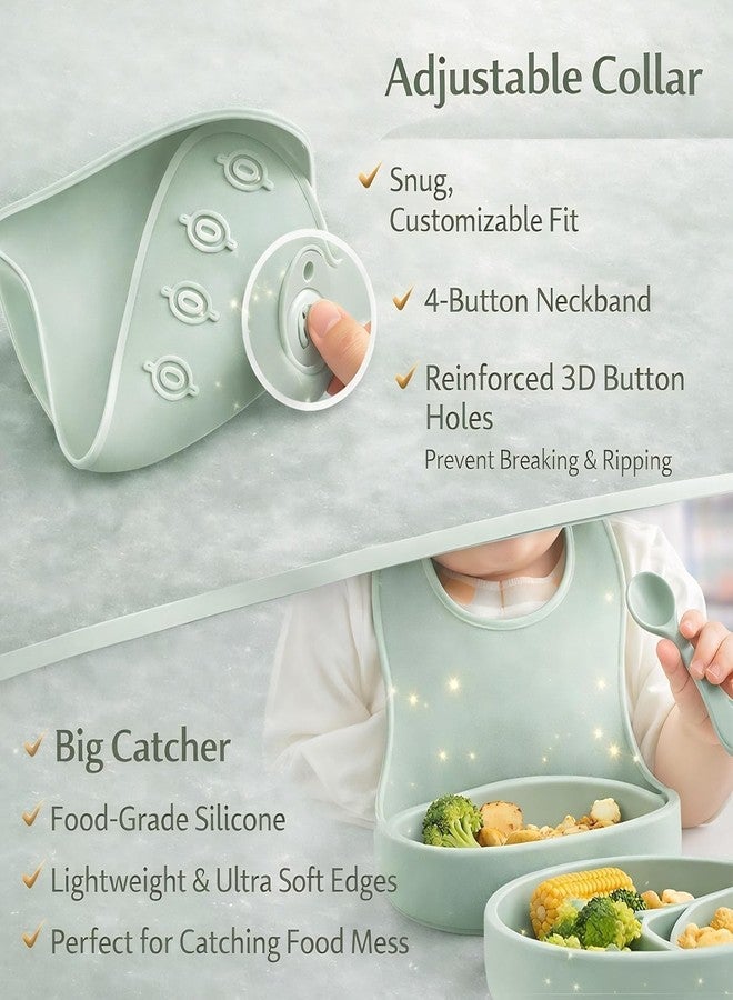 AMIRATE Silicone Baby Feeding Set for Kids BPA-Free Tableware Kit for Babies & Toddlers Self Feeding Kit Green - Image 4