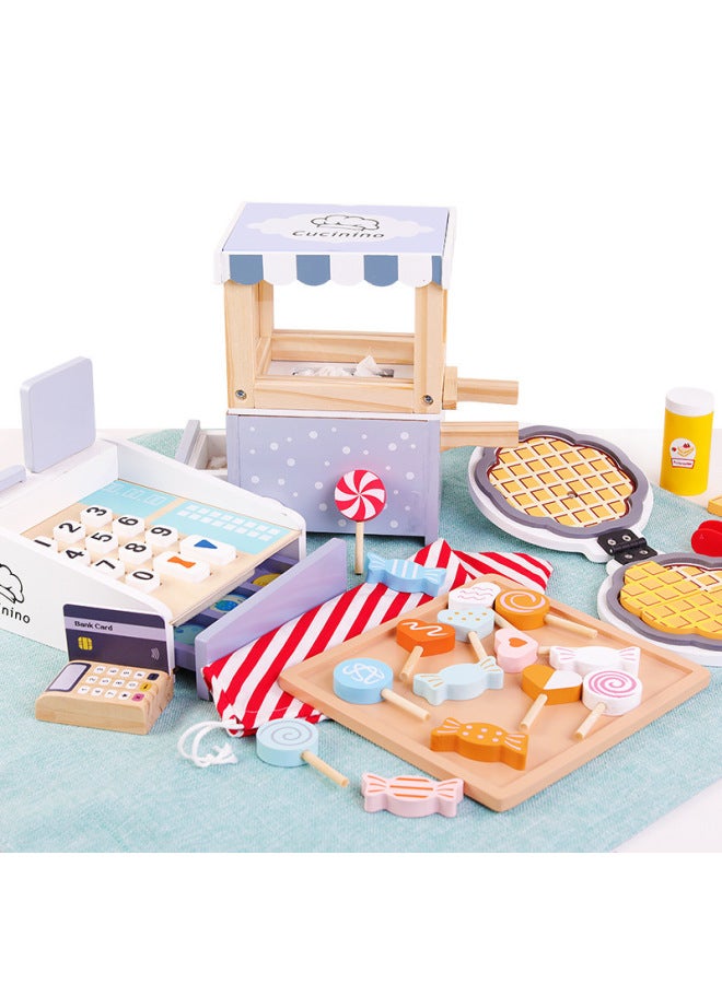 Children's Simulation Play-house Toy Popcorn Machine Candy Suit Building Blocks Baby's Intelligence Cognition Simulation Cashier-Color:FG Candy House - Image 2