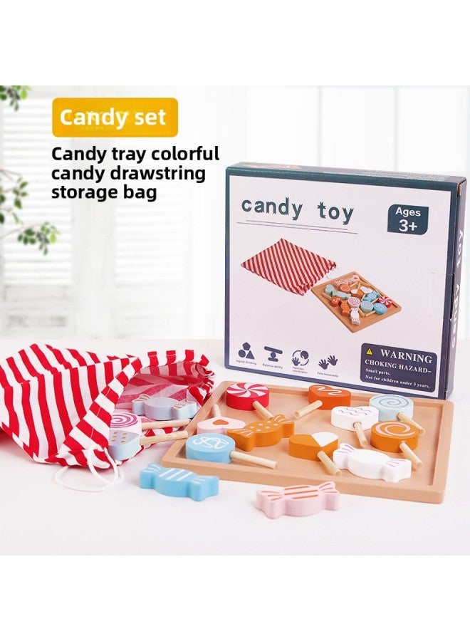 Children's Simulation Play-house Toy Popcorn Machine Candy Suit Building Blocks Baby's Intelligence Cognition Simulation Cashier-Color:FG Candy House - Image 1