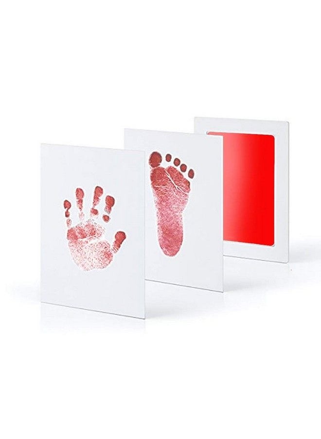 Grab Classy Safe Inkless Baby Handprint And Baby Footprint Ink Pad With Imprint Cards 100% Nontoxic & Mess Free Safe For Newborn Baby And Toddlers (Red 06 Months)  - Image 1