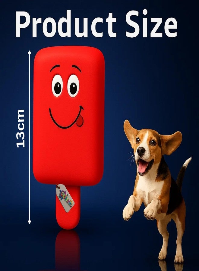ويستيرن إرا لعبة صرير على شكل آيس كريم مبتسم للكلاب من العصر الغربي | لعبة مضغ متينة من مطاط اللاتكس | تصميم لطيف على شكل عصا مصاصة مع ابتسامة كرتونية | لعبة ضغط ناعمة للكلاب الصغيرة والمتوسطة الحجم | آمنة وغير سامة (النوع 4) - Image 3