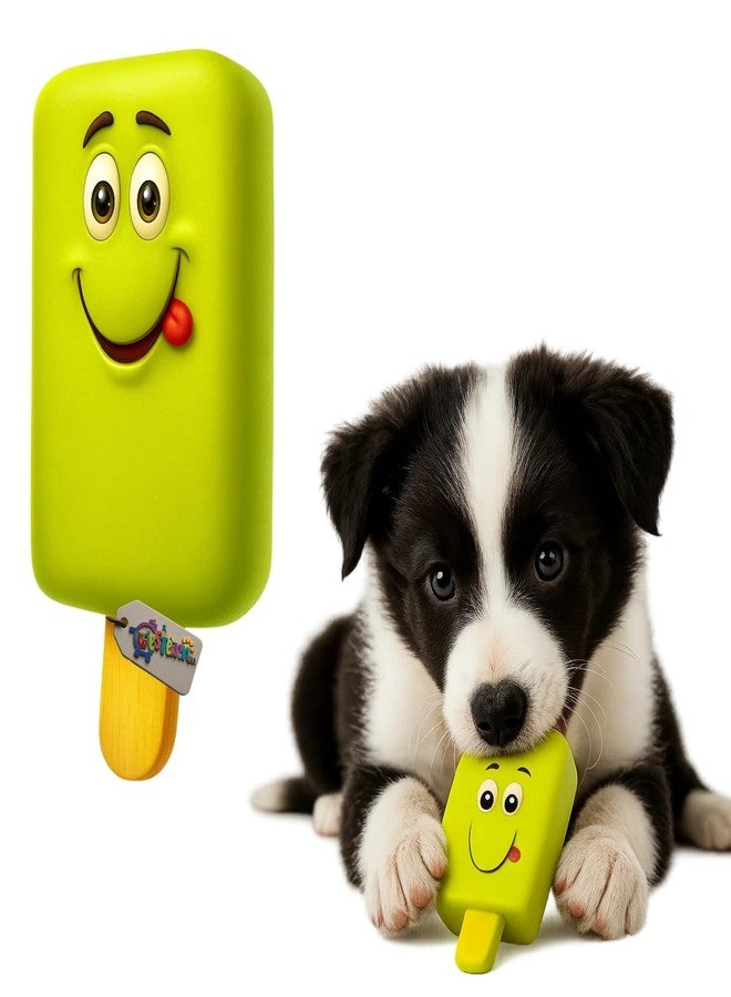 ويستيرن إرا لعبة صرير على شكل آيس كريم مبتسم للكلاب من العصر الغربي | لعبة مضغ متينة من مطاط اللاتكس | تصميم لطيف على شكل عصا مصاصة مع ابتسامة كرتونية | لعبة ضغط ناعمة للكلاب الصغيرة والمتوسطة الحجم | آمنة وغير سامة (النوع 4) - Image 1