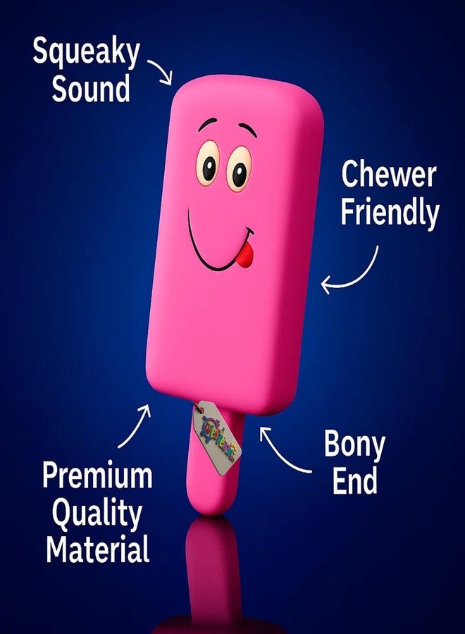 ويستيرن إرا لعبة صرير على شكل آيس كريم مبتسم للكلاب من العصر الغربي | لعبة مضغ متينة من مطاط اللاتكس | تصميم لطيف على شكل عصا مصاصة مع ابتسامة كرتونية | لعبة ضغط ناعمة للكلاب الصغيرة والمتوسطة الحجم | آمنة وغير سامة (النوع 4) - Image 5
