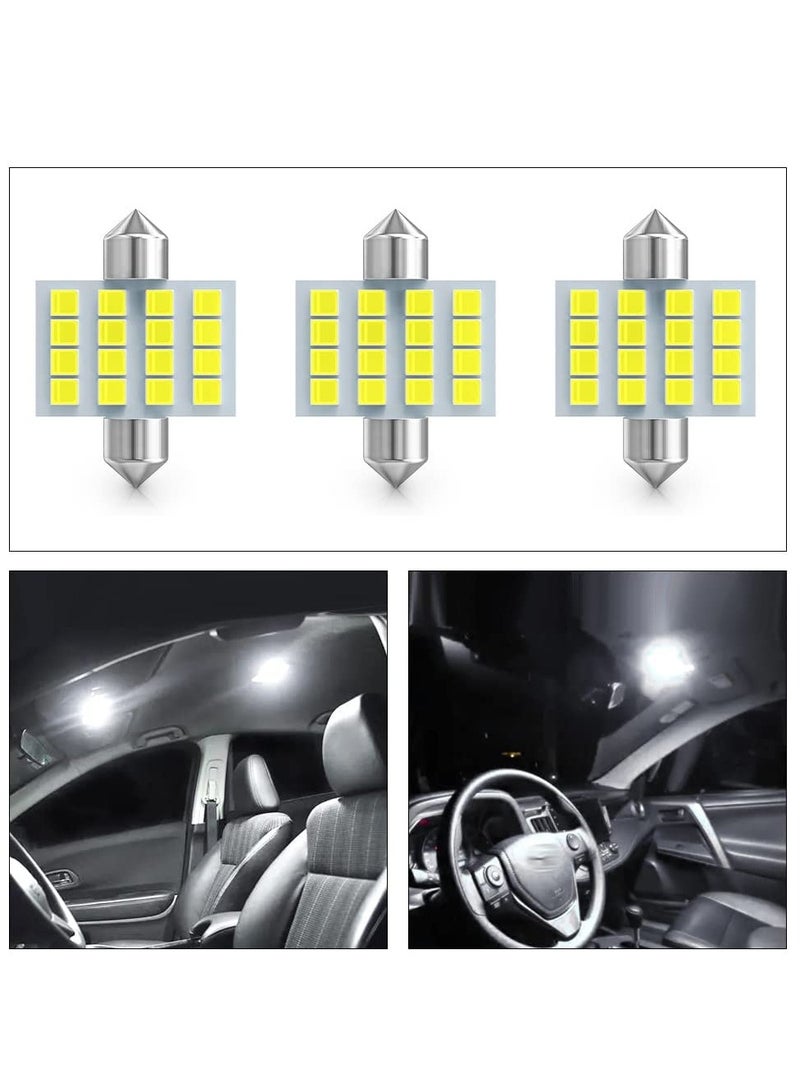 SYOSI Led Car Bulb, 8pcs Super Bright White Double Tip 2835 31mm 16SMD Led Car Lights Bulb for Car Interior Dome Map Trunk Light  - Image 3