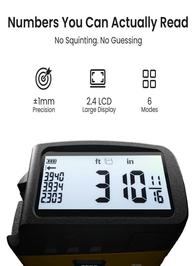 ACPOTEL 2-in-1 Digital Tape Measure - Ft/Ft+in/in/M/cm/mm 16Ft, Backlit Display USB Rechargeable Tape Measure with 20 Groups Historical Memory DT20 (Gen-1 Yellow) - Image 2