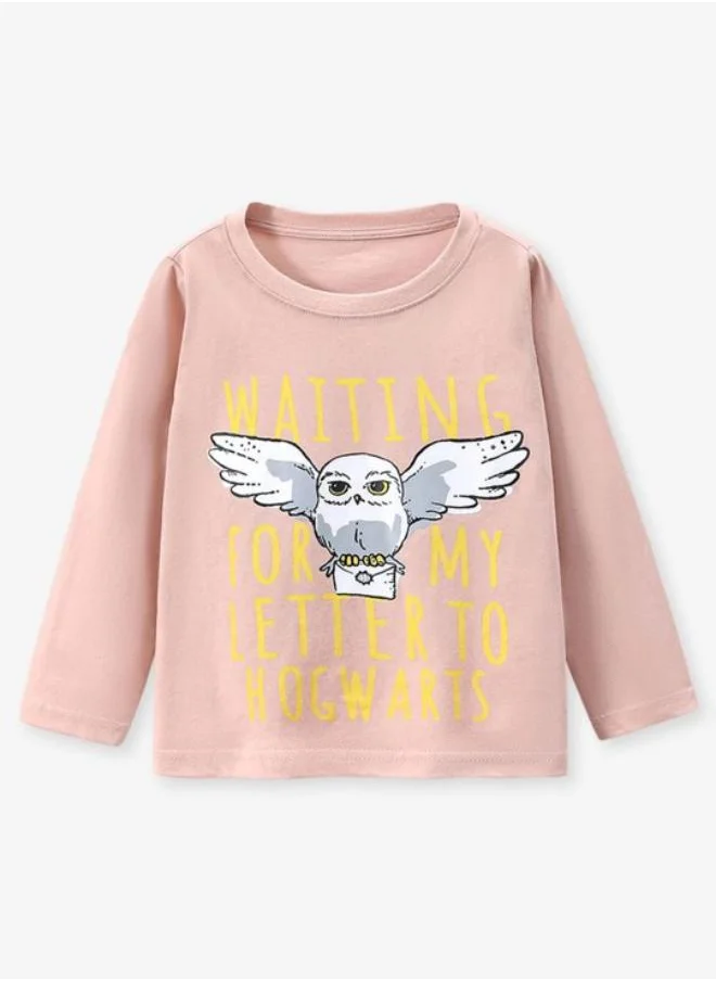 YUNIQEE Pink Printed Long Sleeve Crew Neck T-Shirt