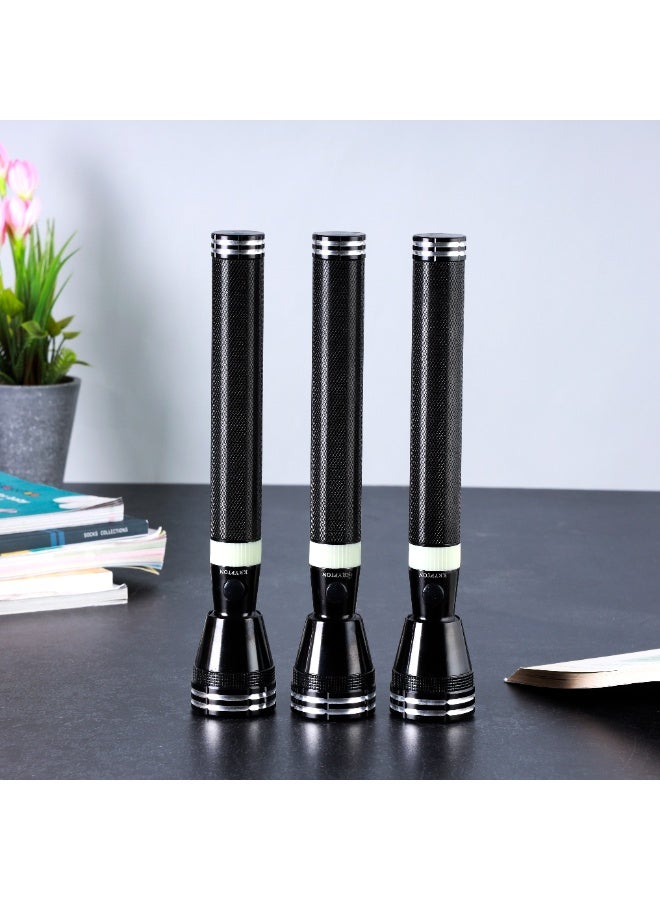 Krypton Rechargeable LED Flashlight KNFL5165 | Pack of 3 | Hyper Bright CREE LED | 3000m Long Range | 4 Hours Working | Aircraft Aluminium | Black - Image 2