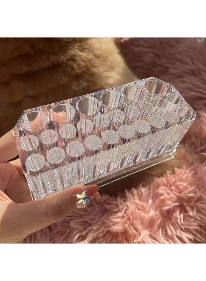 Transparent 26 Hole Acrylic Nail Polish Stand Makeup Brush Organizer Desktop Storage Box - Image 5