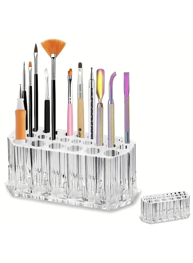 Transparent 26 Hole Acrylic Nail Polish Stand Makeup Brush Organizer Desktop Storage Box - Image 1