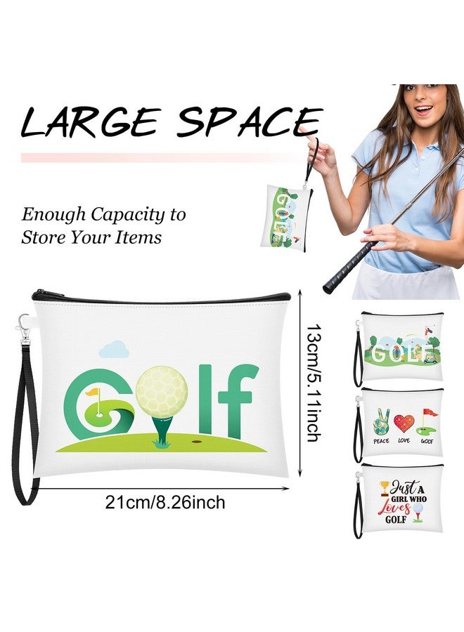 Kacctyen 4 Pieces Golf Gifts Lady Golf Cosmetic Bags Golf Player Gifts Golfer Makeup Bag Inspirational Golf Pouch Zipper Golf Wristlet Wallet Golf Accessories For Women Golf Lover Player, 4 Styles - Image 2