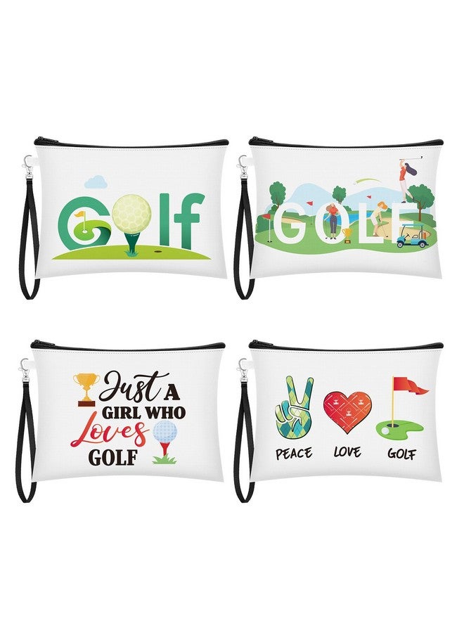 Kacctyen 4 Pieces Golf Gifts Lady Golf Cosmetic Bags Golf Player Gifts Golfer Makeup Bag Inspirational Golf Pouch Zipper Golf Wristlet Wallet Golf Accessories For Women Golf Lover Player, 4 Styles - Image 1