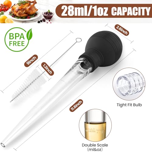 BAUSAR Large Turkey Baster for Cooking - Premium Baster Syringe for Hot Liquids - Heat-Resistant Silicone Bulb, Easy-Grip Design with Cleaning Brush - Dishwasher Safe - Baste Food with Ease - Black - Image 4