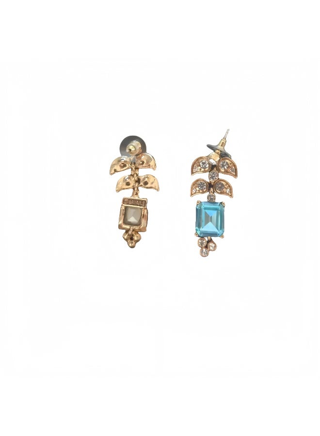 LumiArk Gold - Tone Leaf - Shaped Earrings with Multi - Color Gemstones - Image 2
