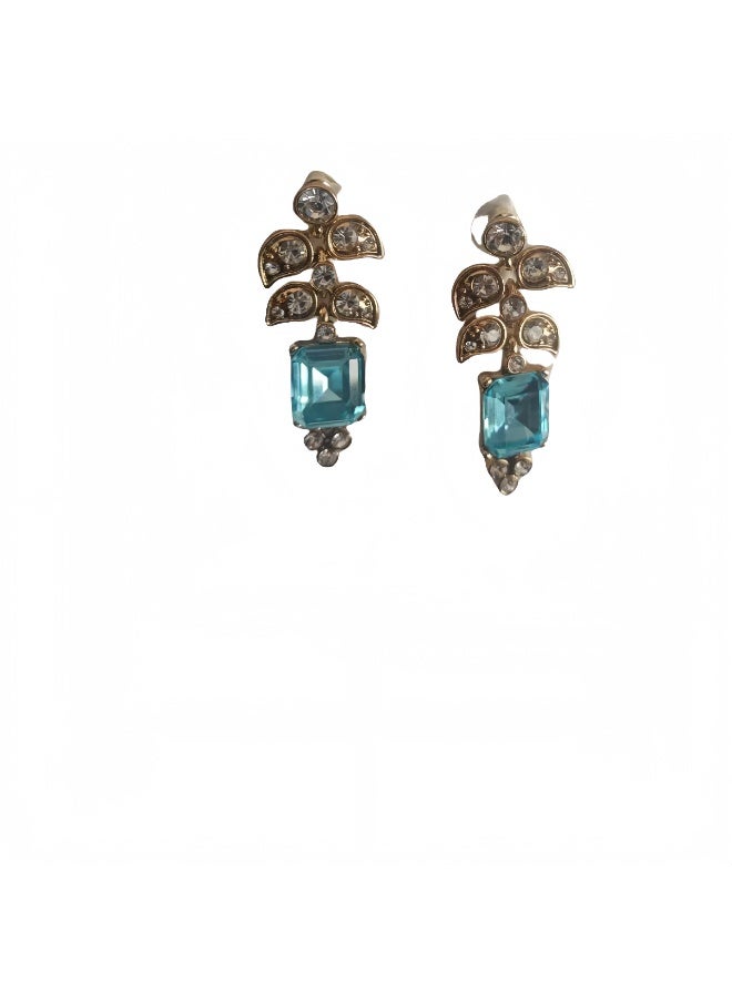 LumiArk Gold - Tone Leaf - Shaped Earrings with Multi - Color Gemstones - Image 5