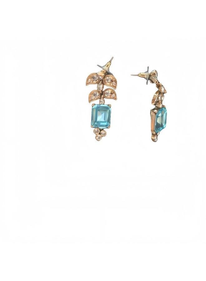 LumiArk Gold - Tone Leaf - Shaped Earrings with Multi - Color Gemstones - Image 4