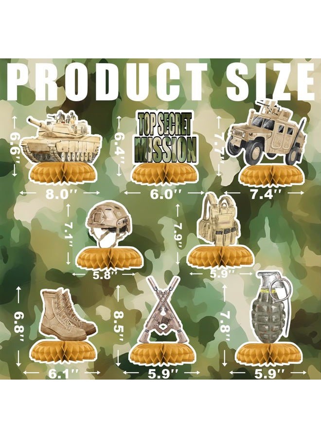 Outego Army Party Centerpiece Set - 3D Tank Honeycomb Army Birthday Decorations and Army Table Toppers for Kids' Military-Themed Birthday and Baby Shower Table Decor - Image 3