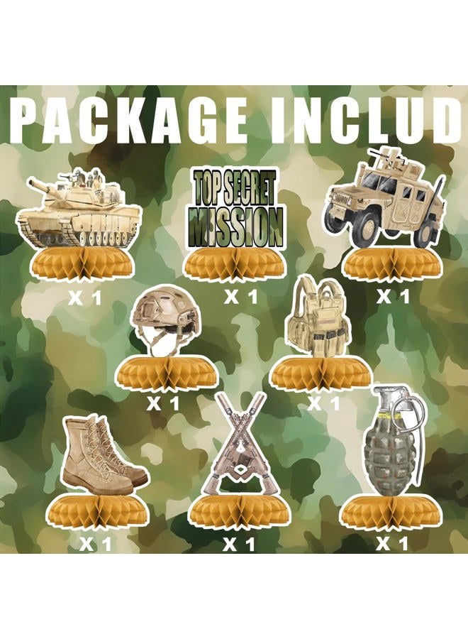 Outego Army Party Centerpiece Set - 3D Tank Honeycomb Army Birthday Decorations and Army Table Toppers for Kids' Military-Themed Birthday and Baby Shower Table Decor - Image 2