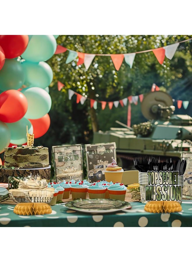 Outego Army Party Centerpiece Set - 3D Tank Honeycomb Army Birthday Decorations and Army Table Toppers for Kids' Military-Themed Birthday and Baby Shower Table Decor - Image 5