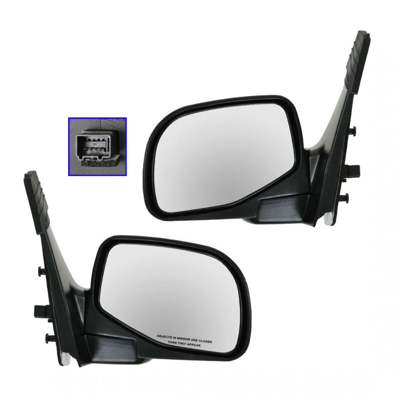 TRQ 2 Piece Driver and Passenger Side Mirror Assembly Set Electric Adjustment NonHeated No Memory Black Compatible with 20022005 Ford Explorer Mercury Mountaineer FO1320211 FO1321211
