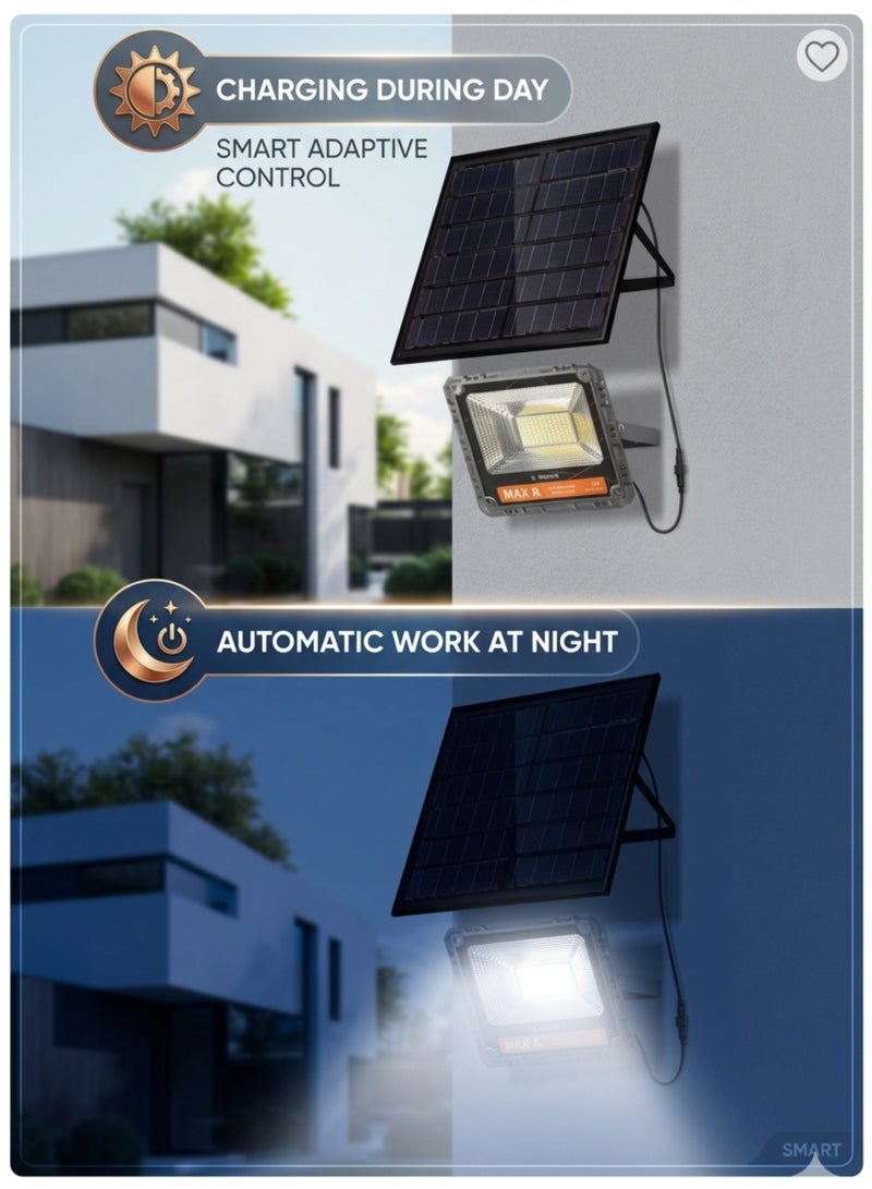 Max Solar 800W High-Intensity LED Flood Light - IP65 Waterproof Outdoor Security Lamp with 18Ah LiFePO4 Battery & Dusk-to-Dawn Remote Control - Image 1