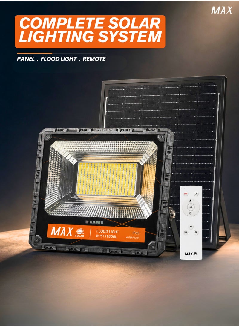 Max 800W Solar High-Intensity LED Flood Light - IP65 Waterproof Outdoor Security Lamp with 18Ah LiFePO4 Battery & Dusk-to-Dawn Remote Control - Image 3