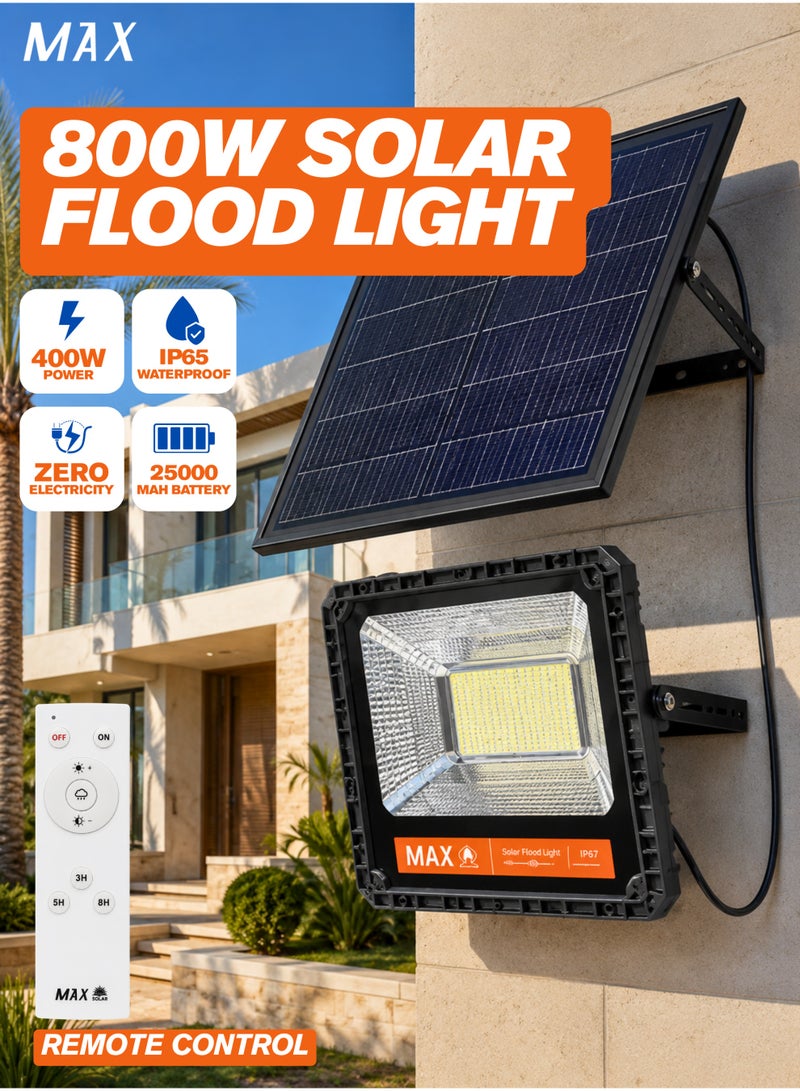 Max 800W Solar High-Intensity LED Flood Light - IP65 Waterproof Outdoor Security Lamp with 18Ah LiFePO4 Battery & Dusk-to-Dawn Remote Control - Image 1