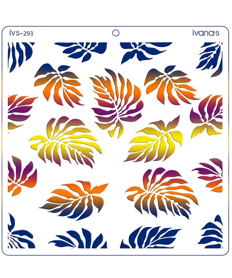 IVANA'S Leaves Reusable Stencil for Art & Craft, DIY Decorative Stencil for Painting on Canvas, Fabric, Cloth, Paper, Glass, Furniture and Wall, Size - 6 x 6 inch, Pack of 1, IVS-293, Off White - Image 3