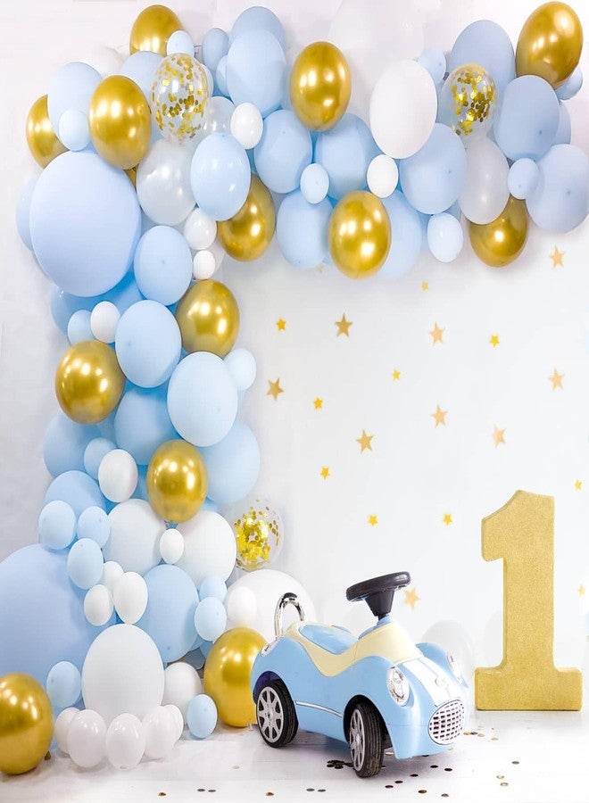 YMSZ Blue and White Gold Balloons,100 pcs Blue White Gold Balloon Garland Arch Kit Metallic Chrome Gold Ballons with Macaroon Blue White Latex Balloons for Wedding Bridal Shower Baby Shower Decoration - Image 4