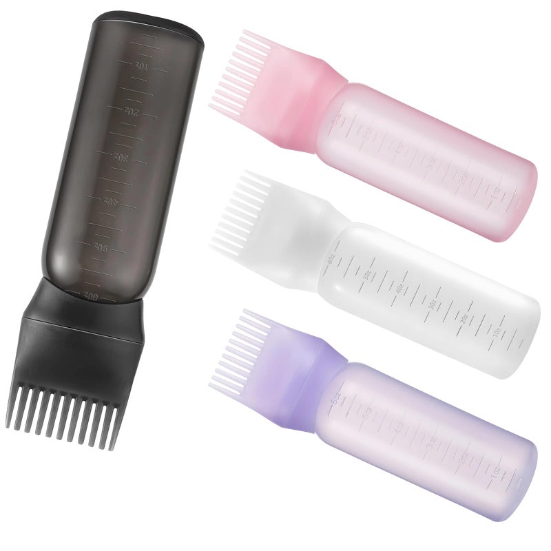 Amzlysdok 4PCS Root Comb Applicator Bottle 6ozHair Oil Applicator with Graduated Scale Hair Oiling Bottle Brush for Home or Salon Use4 Colors - Image 3