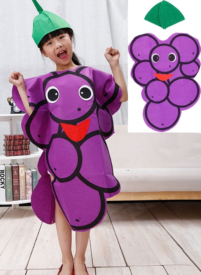 VUCATIN طقم زيّ عنب هالوين للأطفال من قطعتين، مع قبعة، زيّ فاكهة مرح، مثاليّ لحفلات الهالوين التنكرية وأزياء الأداء. - Image 1