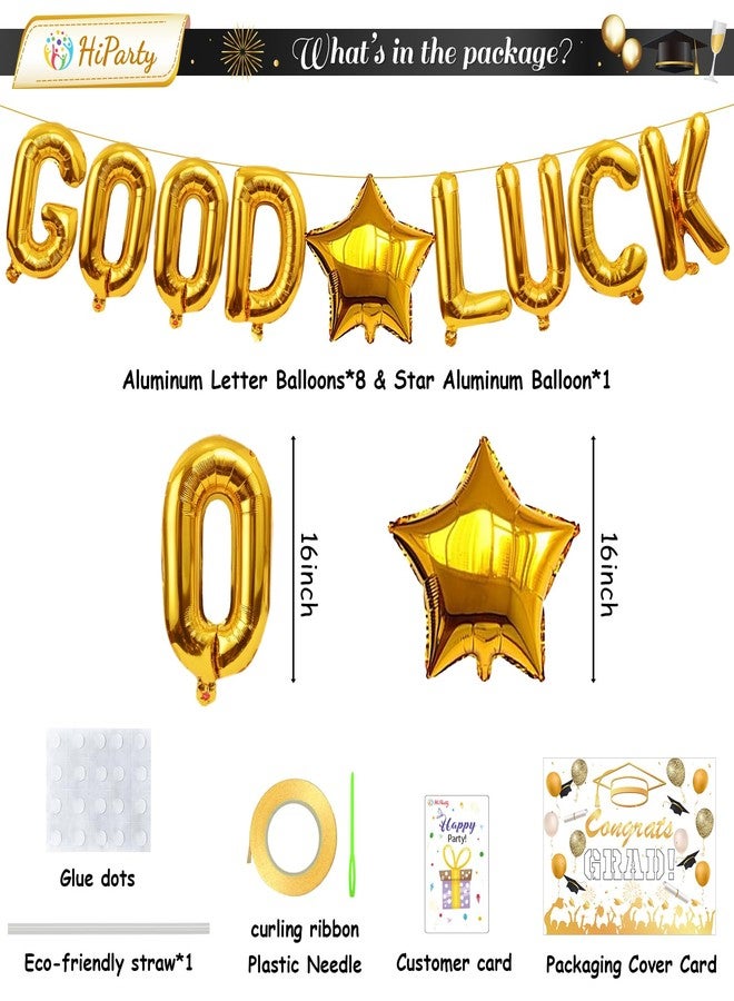 HiParty Good Luck Banner Balloons,Gold Balloons for Graduation Retirement Party Decorations 2025,16inch Good Luck Going Away Goodbye Party Supply, Congrats Grad Banners for Graduation Decorations Class of 2025 - Image 3