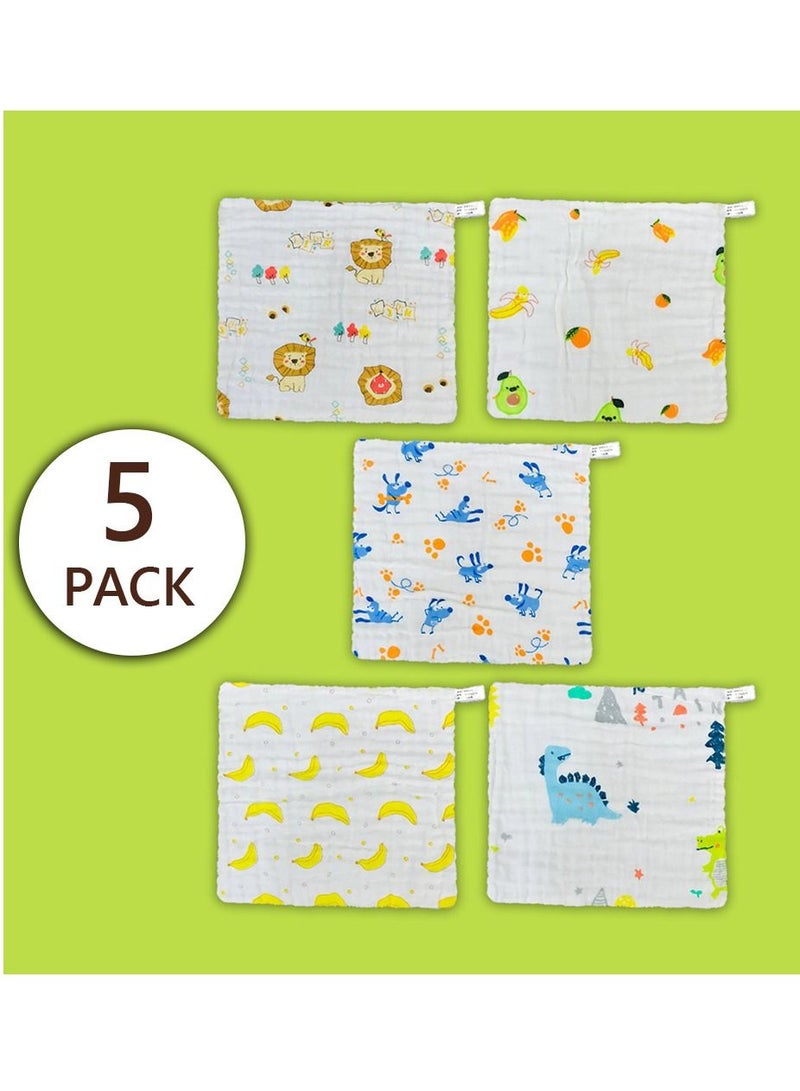 MARGOUN MARGOUN Baby Muslin Washcloths Soft Face Cloths for Newborn 30 * 30 cm, Absorbent Bath Face Towels,, Baby Wipes,  Burp Cloths or Face Towels (5 Pack) - Image 2