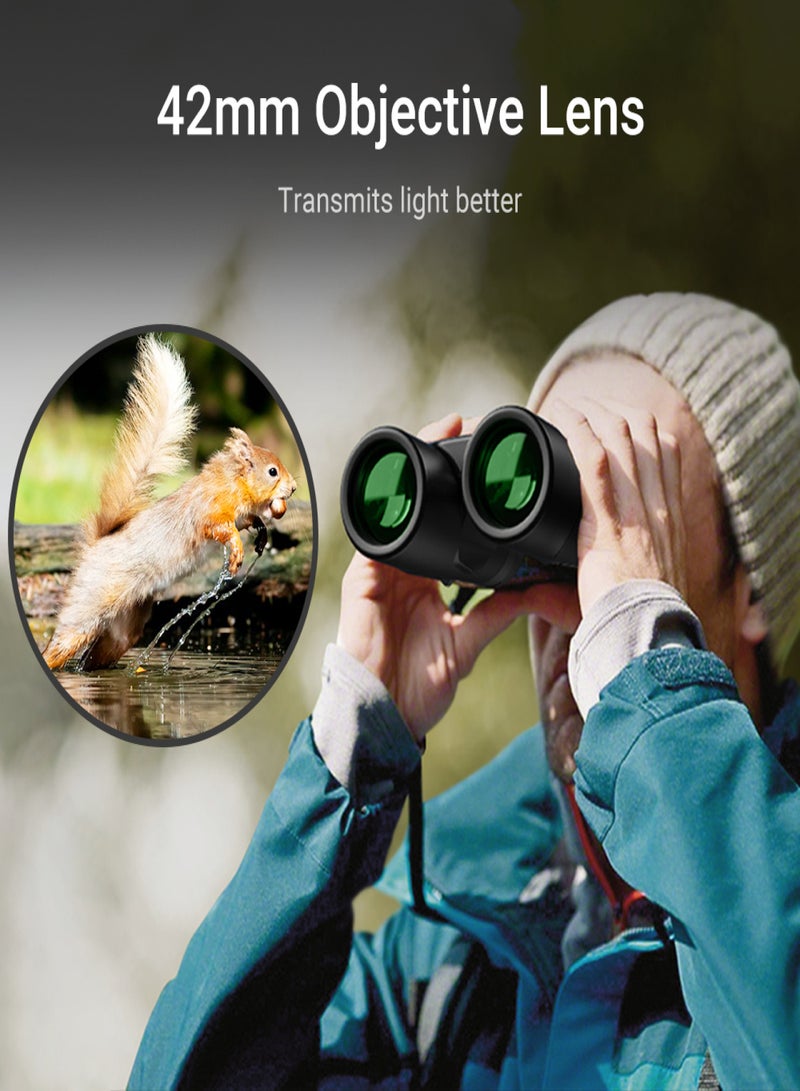 APEXEL 10x42 Fixed-Focus Binoculars for Adults & Kids High Powered FMC Lens BAK4 Prism Telescope Binoculars for Bird Watching Hiking Traveling Sports Concert with Carrying Bag - Image 4