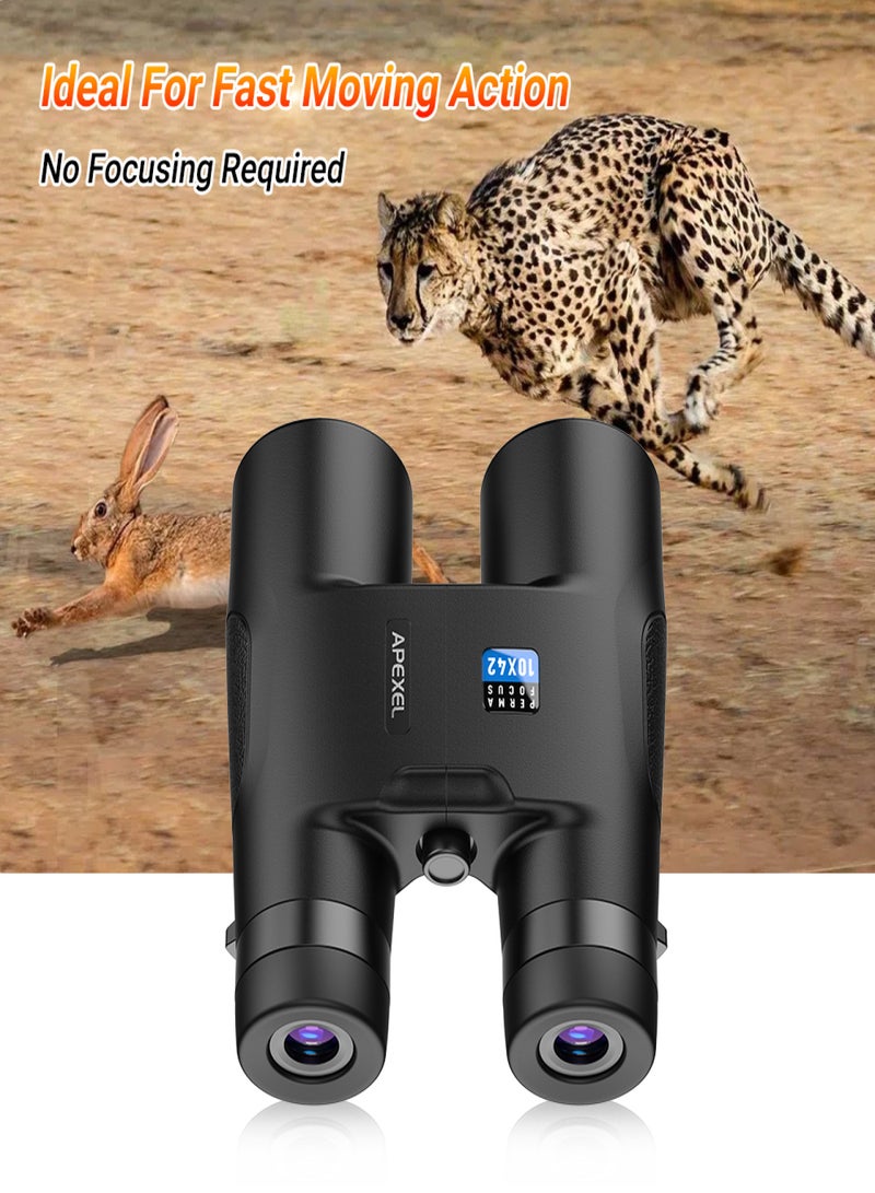 APEXEL 10x42 Fixed-Focus Binoculars for Adults & Kids High Powered FMC Lens BAK4 Prism Telescope Binoculars for Bird Watching Hiking Traveling Sports Concert with Carrying Bag - Image 3