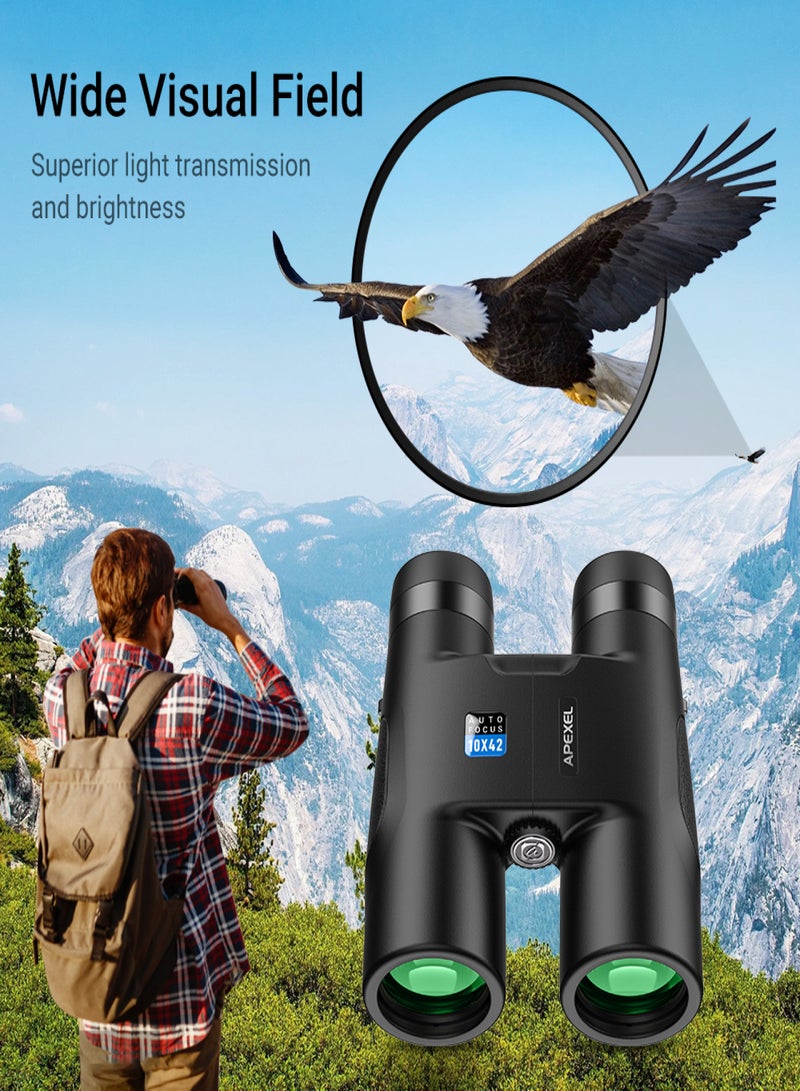 APEXEL 10x42 Fixed-Focus Binoculars for Adults & Kids High Powered FMC Lens BAK4 Prism Telescope Binoculars for Bird Watching Hiking Traveling Sports Concert with Carrying Bag - Image 5