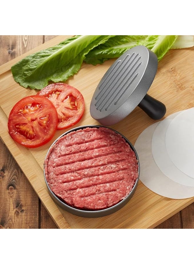آلة ضغط برجر سهلة الاستخدام من الألمنيوم، قالب دائري غير لاصق لصنع برجر اللحم والخضروات المثالي، مثالي للشواء المنزلي والمتعة في المطبخ - Image 4