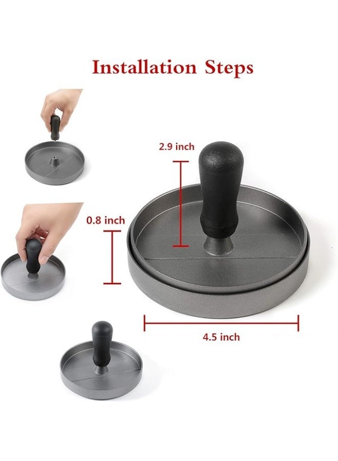 Easy-to-Use Aluminum Burger Smasher – Non-Stick Round Patty Press for Perfect Beef & Veggie Burgers, Ideal for Home BBQ & Kitchen Fun - Image 3