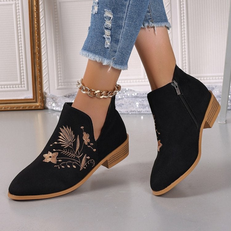 Printing Plus Size Style Chelsea Boots Square Heel Pointed Short Boots - Image 3