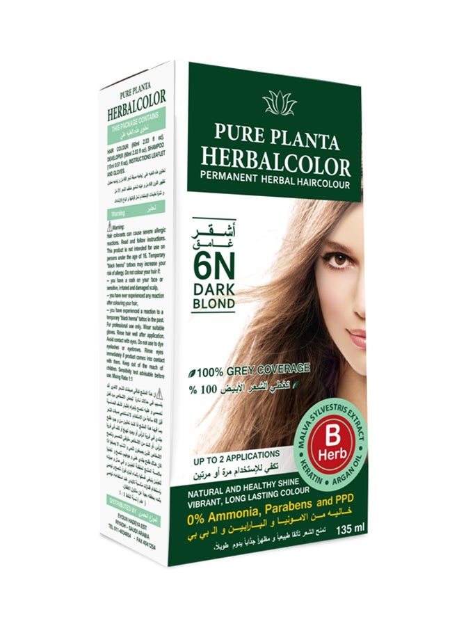 PURE PLANTA Permanent Herbal Hair Colour 6N Dark Blond 135ml