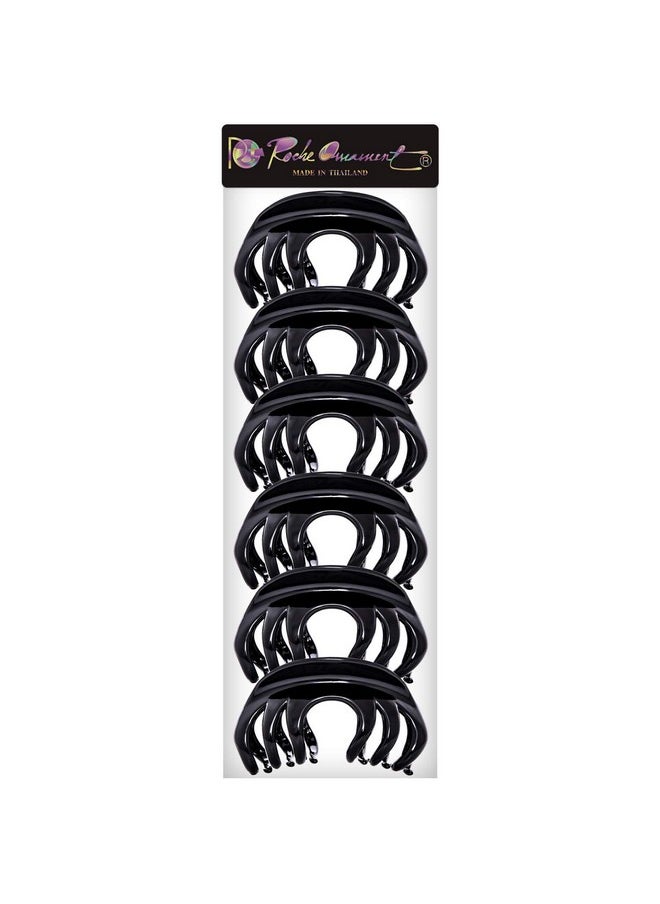 RC ROCHE ORNAMENT - 6 Pcs Womens Elegant Premium Luxe Chic Styling Sectioning Super Strong Hold Non Slip Big Hair Pin Grips Claw Jaw Clamp Clips Large Black - Image 1